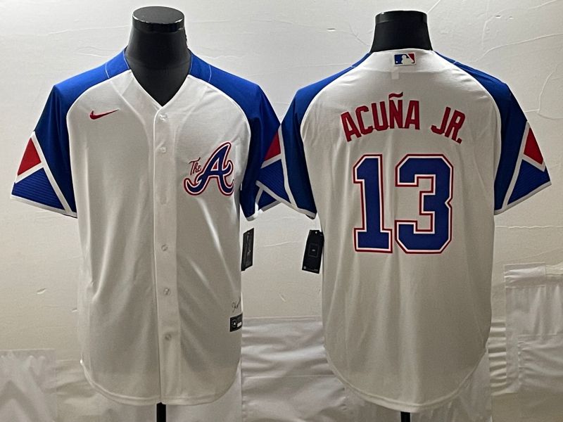 Men Atlanta Braves #13 Acuna jr White City Edition 2024 Nike MLB Jersey style 1->atlanta braves->MLB Jersey